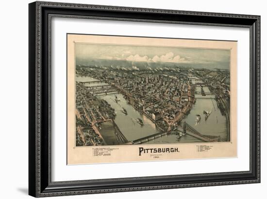 Pittsburgh, Pennsylvania - Panoramic Map-Lantern Press-Framed Art Print