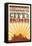 Pittsburgh, Pennsylvania - Skyline and Sunburst Screenprint Style-Lantern Press-Framed Stretched Canvas