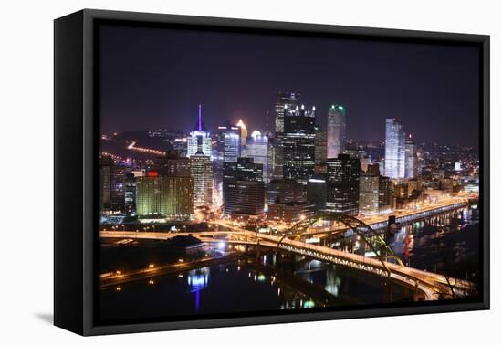 Pittsburgh's Skyline from Mount Washington at Night.-Zigi-Framed Premier Image Canvas