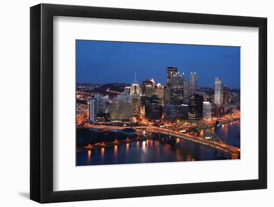 Pittsburgh's Skyline from Mount Washington at Night.-Zigi-Framed Photographic Print