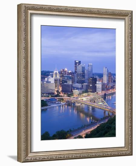 Pittsburgh Skyline and Fort Pitt Bridge over the Monongahela River, Pittsburgh, Pennsylvania, Unite-Richard Cummins-Framed Photographic Print