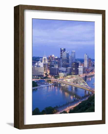 Pittsburgh Skyline and Fort Pitt Bridge over the Monongahela River, Pittsburgh, Pennsylvania, Unite-Richard Cummins-Framed Photographic Print