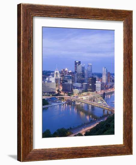 Pittsburgh Skyline and Fort Pitt Bridge over the Monongahela River, Pittsburgh, Pennsylvania, Unite-Richard Cummins-Framed Photographic Print