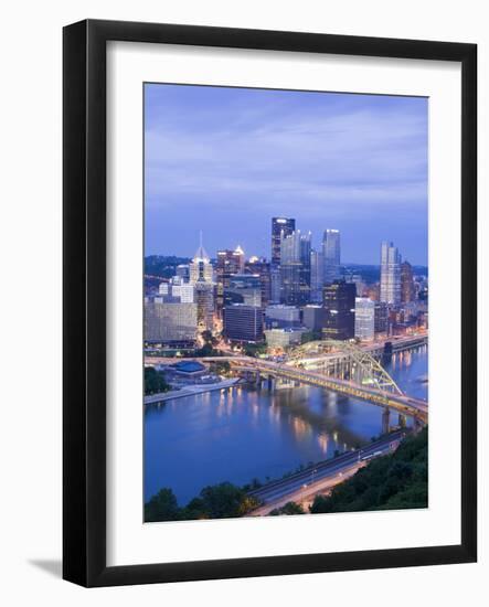 Pittsburgh Skyline and Fort Pitt Bridge over the Monongahela River, Pittsburgh, Pennsylvania, Unite-Richard Cummins-Framed Photographic Print