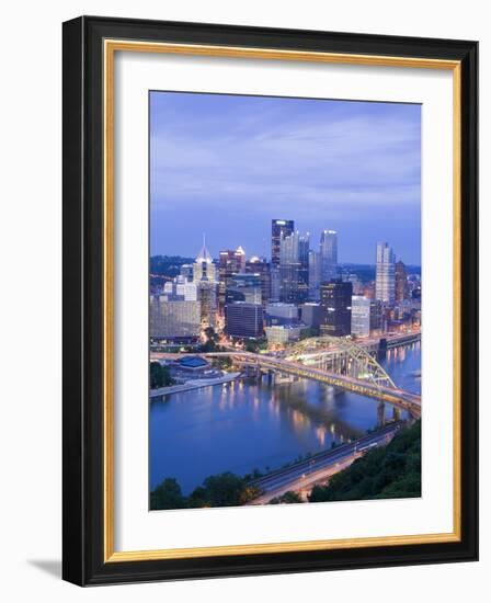 Pittsburgh Skyline and Fort Pitt Bridge over the Monongahela River, Pittsburgh, Pennsylvania, Unite-Richard Cummins-Framed Photographic Print