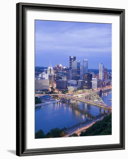 Pittsburgh Skyline and Fort Pitt Bridge over the Monongahela River, Pittsburgh, Pennsylvania, Unite-Richard Cummins-Framed Photographic Print