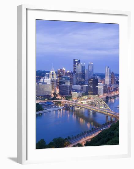 Pittsburgh Skyline and Fort Pitt Bridge over the Monongahela River, Pittsburgh, Pennsylvania, Unite-Richard Cummins-Framed Photographic Print