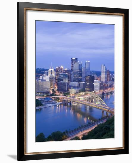 Pittsburgh Skyline and Fort Pitt Bridge over the Monongahela River, Pittsburgh, Pennsylvania, Unite-Richard Cummins-Framed Photographic Print