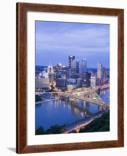 Pittsburgh Skyline and Fort Pitt Bridge over the Monongahela River, Pittsburgh, Pennsylvania, Unite-Richard Cummins-Framed Photographic Print