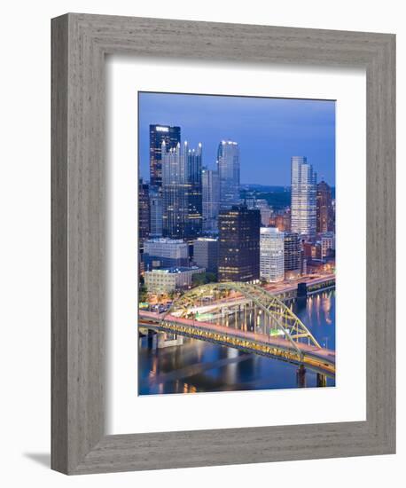 Pittsburgh Skyline and Fort Pitt Bridge over the Monongahela River, Pittsburgh, Pennsylvania, Unite-Richard Cummins-Framed Photographic Print