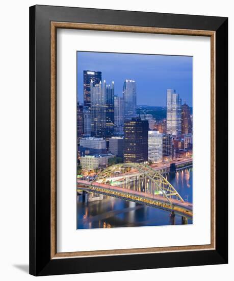 Pittsburgh Skyline and Fort Pitt Bridge over the Monongahela River, Pittsburgh, Pennsylvania, Unite-Richard Cummins-Framed Photographic Print