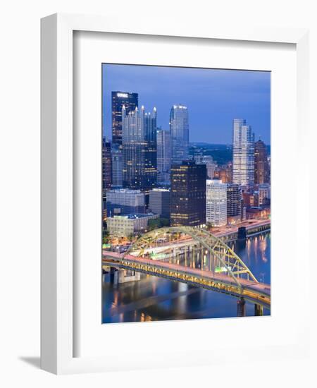 Pittsburgh Skyline and Fort Pitt Bridge over the Monongahela River, Pittsburgh, Pennsylvania, Unite-Richard Cummins-Framed Photographic Print