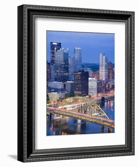 Pittsburgh Skyline and Fort Pitt Bridge over the Monongahela River, Pittsburgh, Pennsylvania, Unite-Richard Cummins-Framed Photographic Print