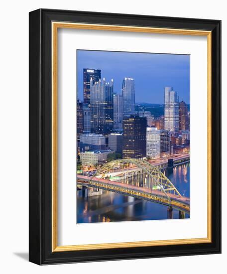 Pittsburgh Skyline and Fort Pitt Bridge over the Monongahela River, Pittsburgh, Pennsylvania, Unite-Richard Cummins-Framed Photographic Print