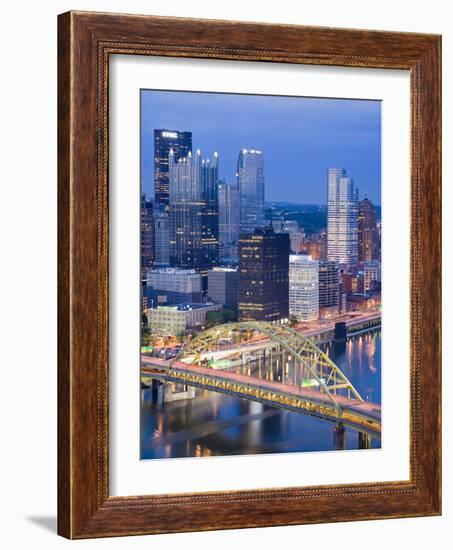 Pittsburgh Skyline and Fort Pitt Bridge over the Monongahela River, Pittsburgh, Pennsylvania, Unite-Richard Cummins-Framed Photographic Print