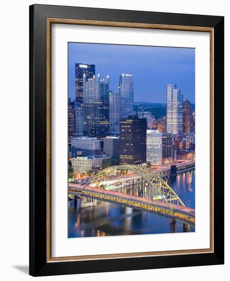 Pittsburgh Skyline and Fort Pitt Bridge over the Monongahela River, Pittsburgh, Pennsylvania, Unite-Richard Cummins-Framed Photographic Print