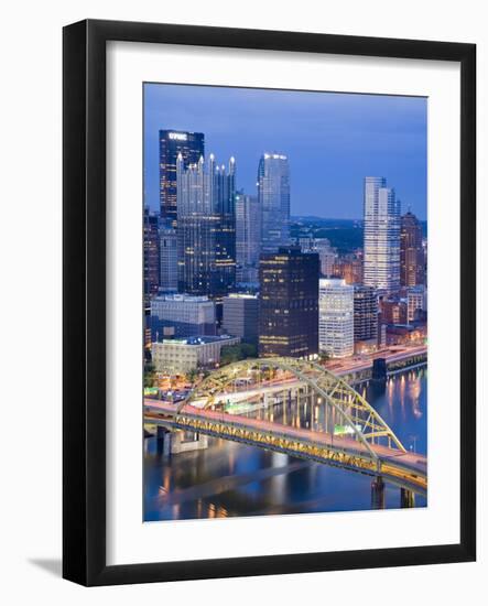 Pittsburgh Skyline and Fort Pitt Bridge over the Monongahela River, Pittsburgh, Pennsylvania, Unite-Richard Cummins-Framed Photographic Print