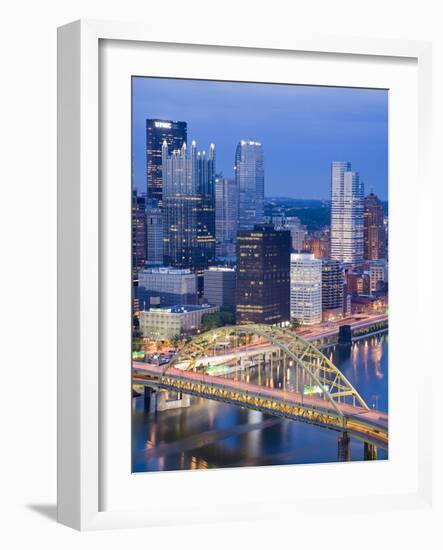 Pittsburgh Skyline and Fort Pitt Bridge over the Monongahela River, Pittsburgh, Pennsylvania, Unite-Richard Cummins-Framed Photographic Print