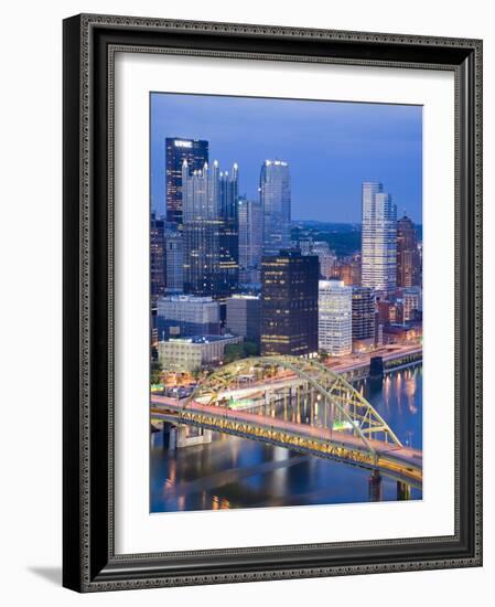 Pittsburgh Skyline and Fort Pitt Bridge over the Monongahela River, Pittsburgh, Pennsylvania, Unite-Richard Cummins-Framed Photographic Print
