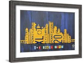Pittsburgh Skyline License Plate Art-Design Turnpike-Framed Giclee Print