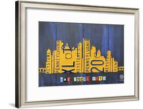 Pittsburgh Skyline License Plate Art-Design Turnpike-Framed Giclee Print