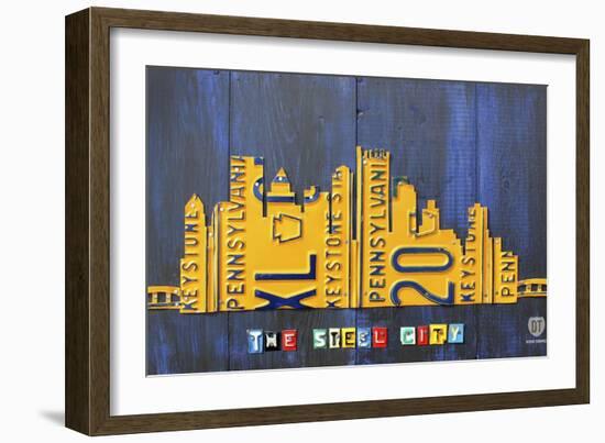 Pittsburgh Skyline License Plate Art-Design Turnpike-Framed Giclee Print