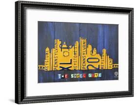 Pittsburgh Skyline License Plate Art-Design Turnpike-Framed Giclee Print