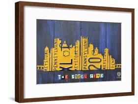 Pittsburgh Skyline License Plate Art-Design Turnpike-Framed Giclee Print