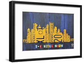 Pittsburgh Skyline License Plate Art-Design Turnpike-Framed Giclee Print