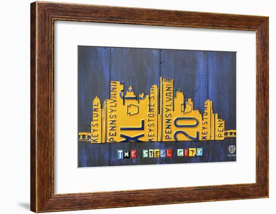 Pittsburgh Skyline License Plate Art-Design Turnpike-Framed Giclee Print