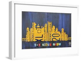 Pittsburgh Skyline License Plate Art-Design Turnpike-Framed Giclee Print