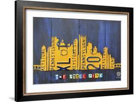Pittsburgh Skyline License Plate Art-Design Turnpike-Framed Giclee Print