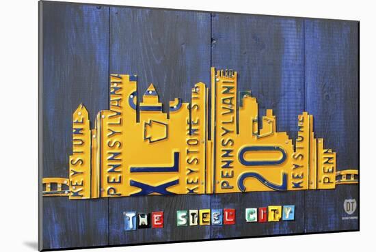 Pittsburgh Skyline License Plate Art-Design Turnpike-Mounted Giclee Print