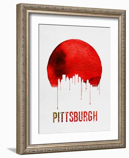 Pittsburgh Skyline Red-NaxArt-Framed Art Print