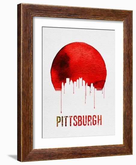 Pittsburgh Skyline Red-NaxArt-Framed Art Print