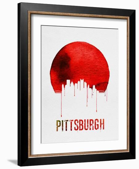 Pittsburgh Skyline Red-NaxArt-Framed Art Print