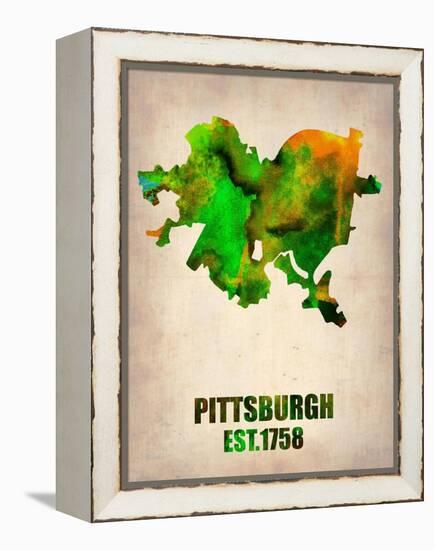 Pittsburgh Watercolor Map-NaxArt-Framed Stretched Canvas