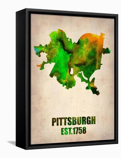 Pittsburgh Watercolor Map-NaxArt-Framed Stretched Canvas