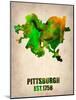 Pittsburgh Watercolor Map-NaxArt-Mounted Art Print