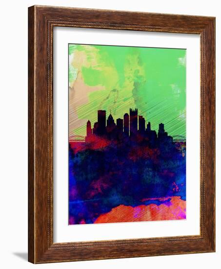 Pittsburgh Watercolor Skyline-NaxArt-Framed Art Print