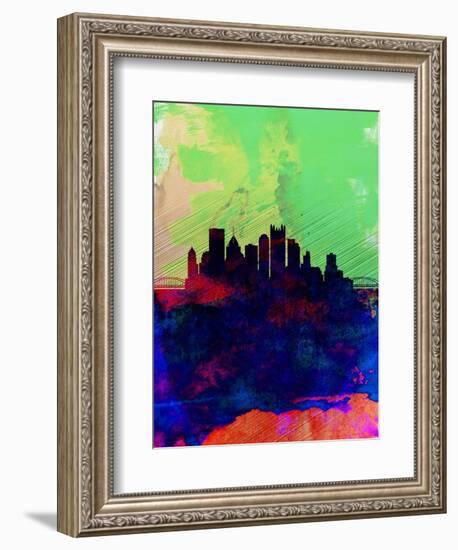 Pittsburgh Watercolor Skyline-NaxArt-Framed Art Print