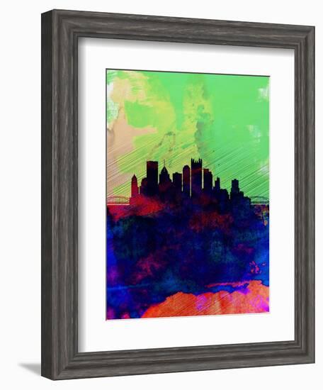 Pittsburgh Watercolor Skyline-NaxArt-Framed Art Print