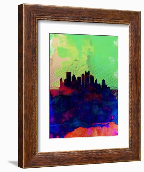 Pittsburgh Watercolor Skyline-NaxArt-Framed Art Print