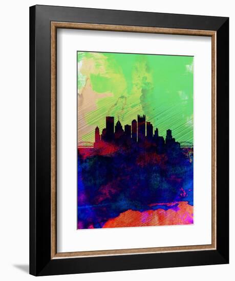 Pittsburgh Watercolor Skyline-NaxArt-Framed Art Print