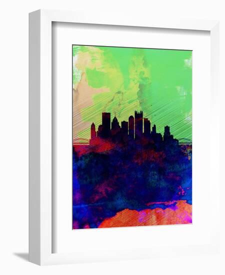 Pittsburgh Watercolor Skyline-NaxArt-Framed Art Print