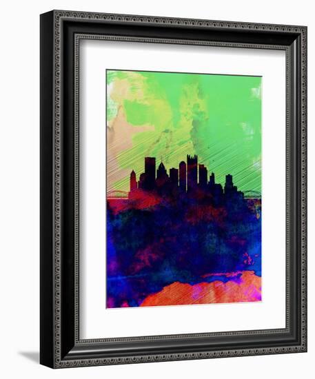 Pittsburgh Watercolor Skyline-NaxArt-Framed Art Print