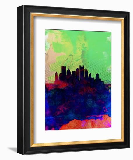 Pittsburgh Watercolor Skyline-NaxArt-Framed Art Print