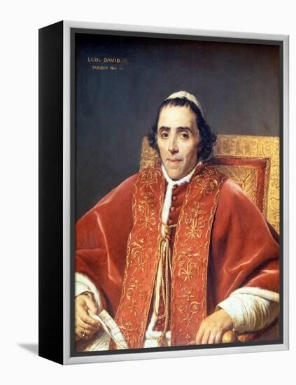 Pius VII (1742 - 1823).Painting by Jacques Louis David (1748-1825). Louvre Museum. Paris-Jacques Louis David-Framed Premier Image Canvas