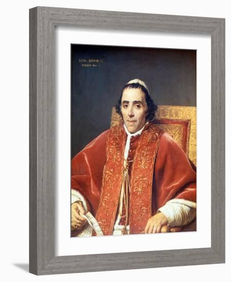 Pius VII (1742 - 1823).Painting by Jacques Louis David (1748-1825). Louvre Museum. Paris-Jacques Louis David-Framed Giclee Print