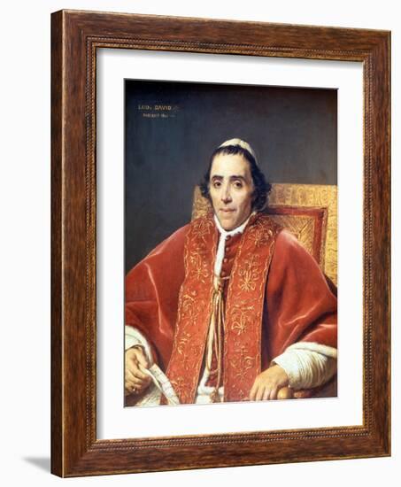 Pius VII (1742 - 1823).Painting by Jacques Louis David (1748-1825). Louvre Museum. Paris-Jacques Louis David-Framed Giclee Print